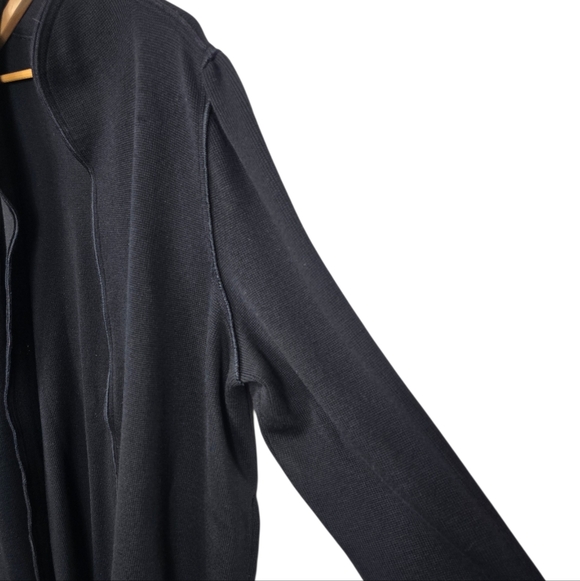 Vintage Bonnie Lee Leroy Black Wool Knit Car Coat Oversized Open Front - Picture 3 of 12